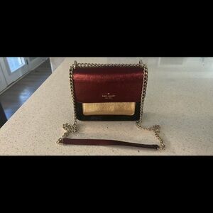 Kate Spade Burgundy and Gold Crossbody Bag